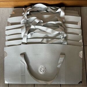 Giorgio Armani Lot of 10 Shopping Paper Bags Silver Designer Luxury Italy AUTH